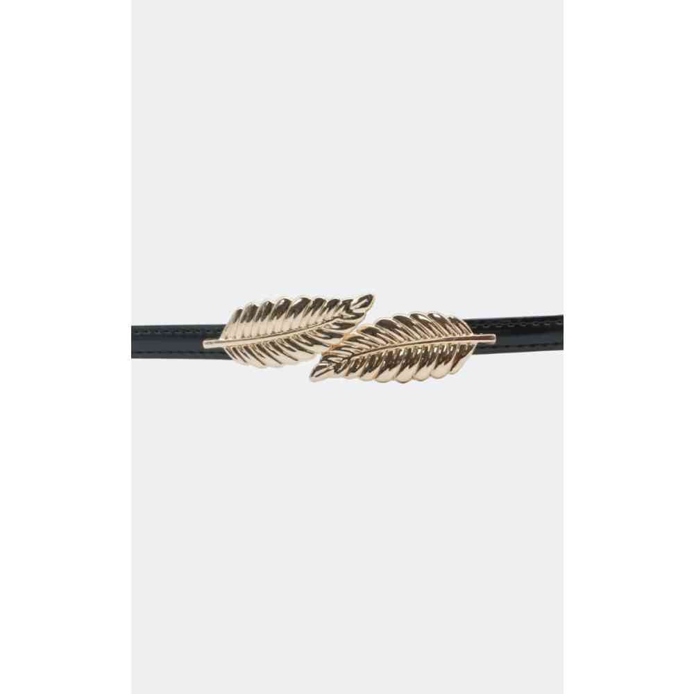 Voodoo Vixen - Double Leaf Buckle Skinny Taille riem - Zwart